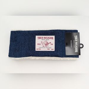 NWT True Religion Blue Jean/Denim Head/Ear Wrap/Warmer w/ Sherpa Lining